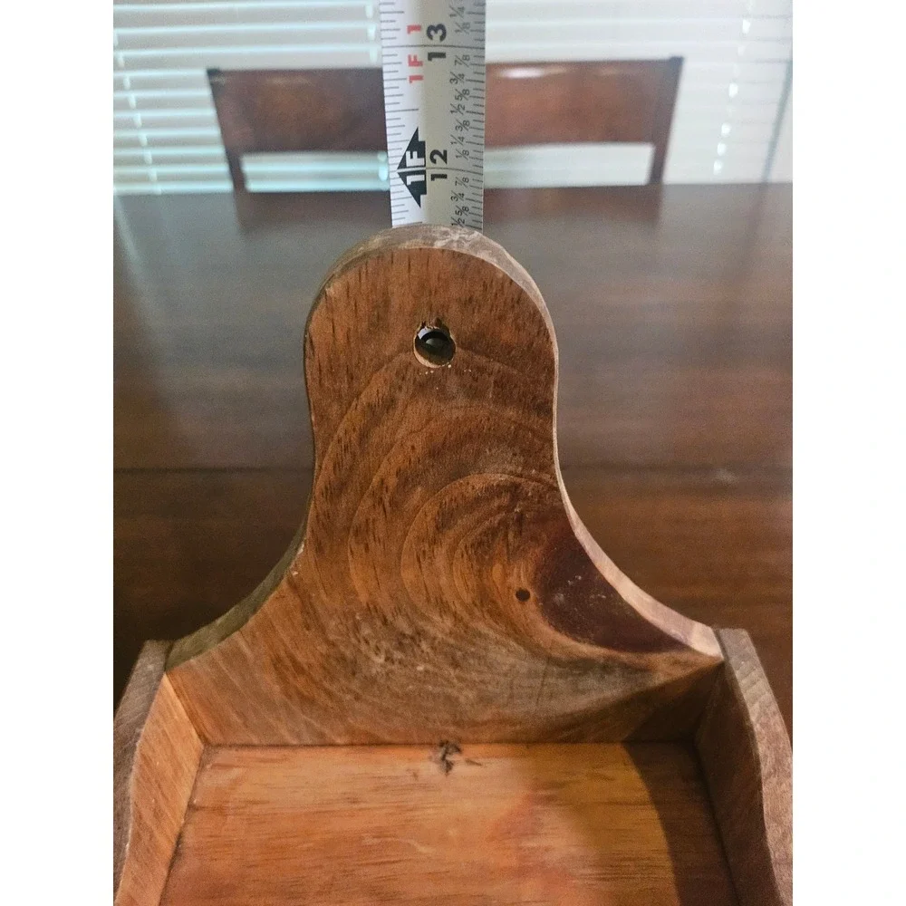 Vintage Wall Mounted Mail Key Holder Organizer Brown Rustic Wood Farmhouse